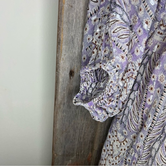 Zara Sequined Boho Dress Long Sleeve White Purple Festival Size Small - Picture 6 of 15